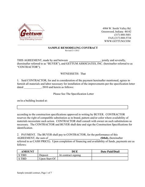 Bathroom Renovation Contract Template 10 Examples Format Pdf