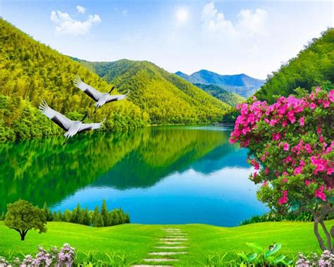Mamarika alias amerika serikat juga punya loh taman bunga paling indah di dunia. Beibehang Wallpaper Kustom Sungai Yang Indah dan Pegunungan 3D Pemandangan TV Latar Belakang ...
