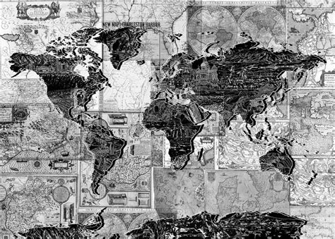 World Map Black And White Painting By Bekim M Pixels