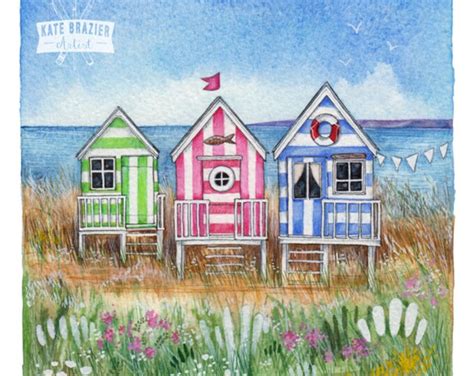 The Three Beach Huts Signed Limited Edition Print Etsy Uk