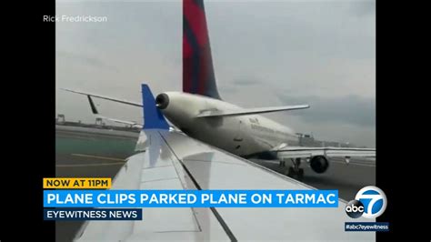 Wing Of United Flight Clips Tail Of Delta Plane At Boston Logan International Airport Abc7 New