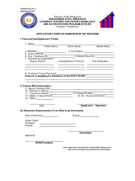 Eteeap Application Form Pangasinan State U Pdf