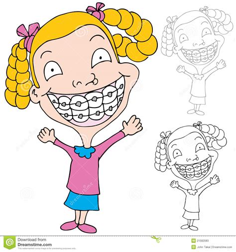 Girl Wearing Braces Cartoon Vector