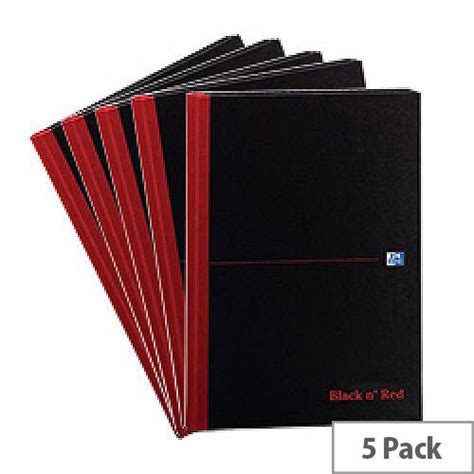 Black N Red A4 Book D66174 Casebound Ruled 192 Pages Pack 5 Hunt