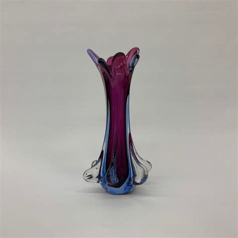 Murano Glass Vase Pink Blue 1960 S Etsy