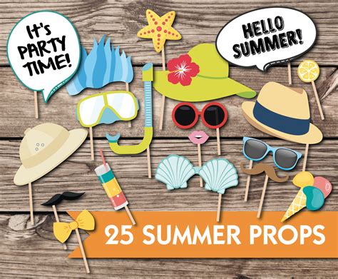 Summer Party Photo Booth Props Printable Summer Fun Party Etsy UK