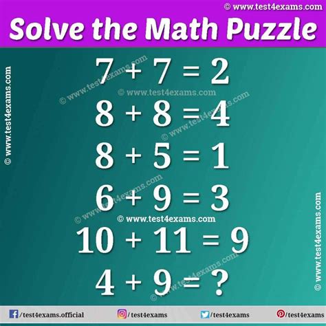 Logical Reasoning Math Puzzles With Answer Brain Puzzles Test 4 Exams