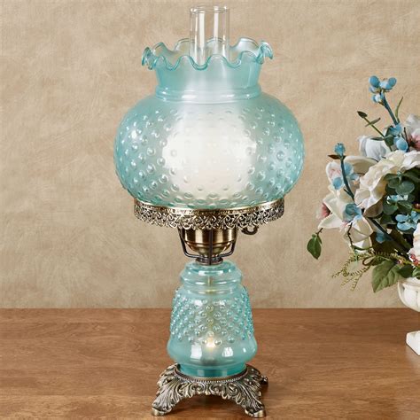 Mindy Teal Hobnail Glass Table Lamp