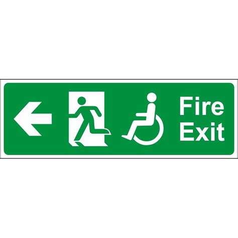 Fire Exit Left Arrow Wheelchair Access Emergency Escape Fire Safety Signs