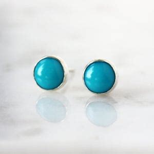 Turquoise Stud Earrings Sleeping Beauty Turquoise Sterling Silver