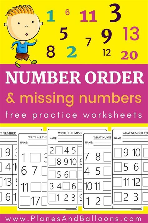 Number Order Kindergarten Free Printable Worksheets Numbers 1 20