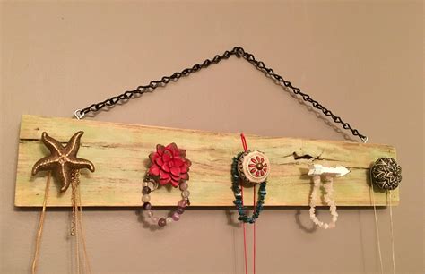 Rustic Green Jewelry Holder Necklace Hanger Storage Etsy Rustic