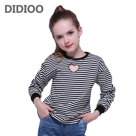 Kids T Shirts For Girls Tops Long Sleeve Striped Girls T Shirts Cotton