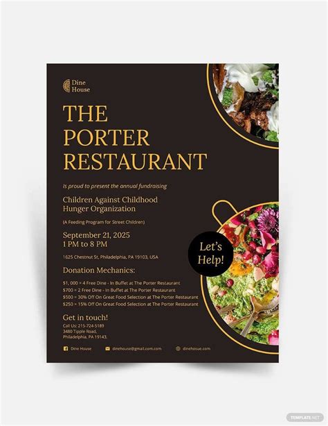 Restaurant Fundraising Flyer Template In Indesign Illustrator Word