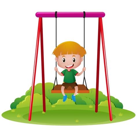 Boy Playing In A Swing Vector Free Download