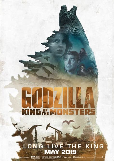 Godzilla King Of The Monsters Movie Poster With An Image Of Two Men And