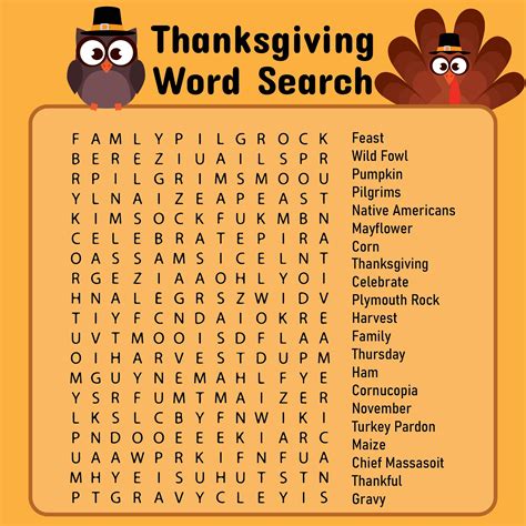 5 Best Printable Thanksgiving Puzzles Word Searches For