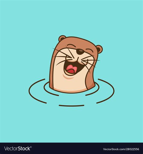 Happy Laughing Cute Otter Logo Design Symbol Vector Image