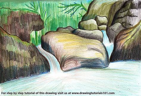 How To Draw A Waterfall With Colored Pencils You Can Edit Any Of