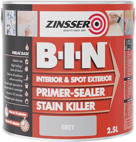 Zinsser B I N Grey Primer Sealer Stain Block Stop Killer Interior