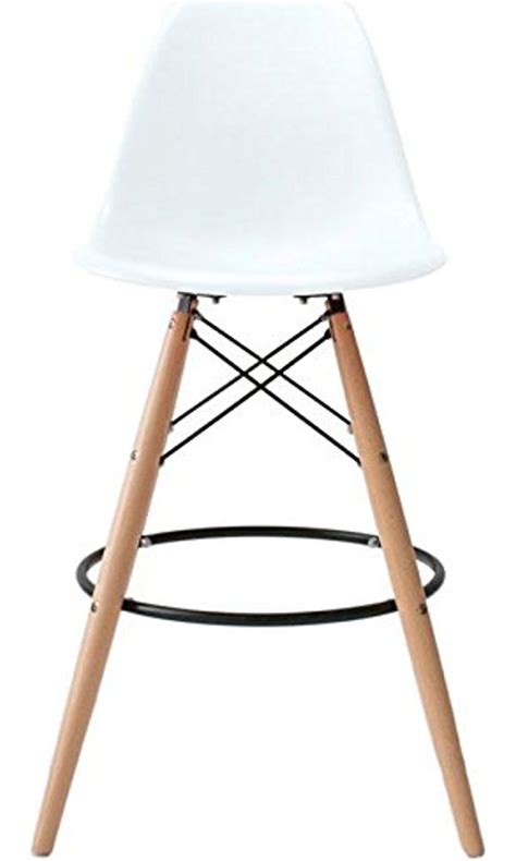 2xhome White Eames Style Dsw Molded Plastic Bar Stool Modern