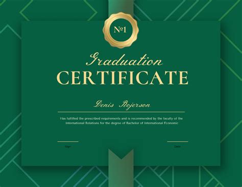 Graduation Diploma With Green Ribbon Online Certificate Template