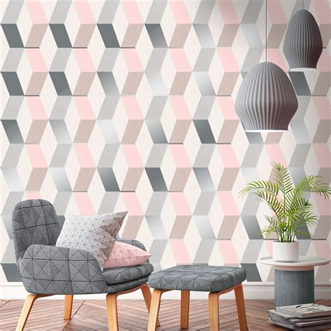 Geometric Wallpaper Home Decor Various Designs And Colours Available Ebay