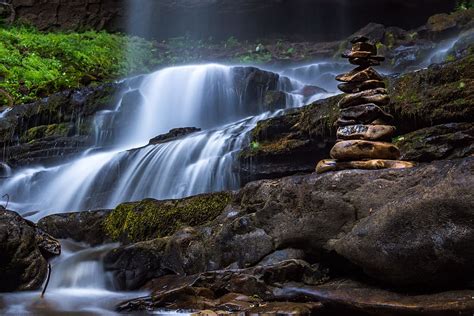 Cascading Waterfalls Cascade Fall Flowing Green Long Exposure