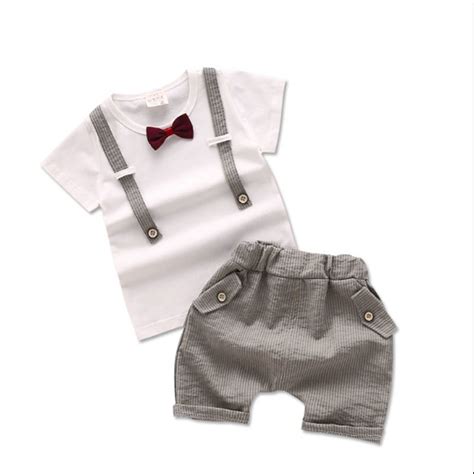 Summer Fashion Style Newborn Baby Boy Cloth Gentleman Short Sleeve Suit