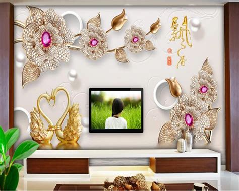 Beibehang Papel De Parede Custom 3d 3d Wallpaper Stereo Jewelry Rose