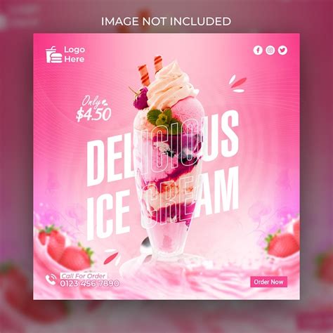 Premium Psd Delicious Ice Cream Social Media Instagram Post Banner