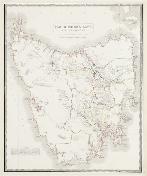 Van Diemens Land Or Tasmania Antique Print Map Room
