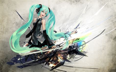 Wallpaper Illustration Anime Vehicle Blue Hatsune Miku Art