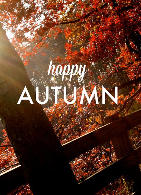 An Autumn Scene With The Words Happy Autumn In Front Of A Fence And