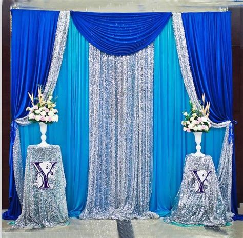 Free Shipping Royal Blue Sqeuin Wedding Backdrop Stand Curtain For
