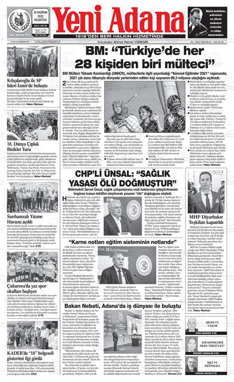 Haziran Tarihli Yeni Adana Gazete Man Etleri