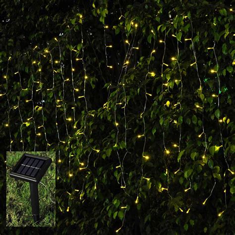 100 Led Solar Powered String Curtain Light Lamp Fairy Outdoor Garden