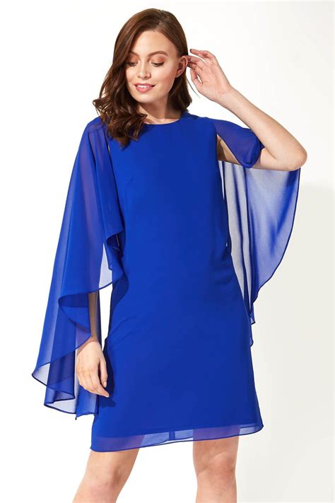 Chiffon Cape Sleeve Dress In Royal Blue Roman Originals Uk In 2021