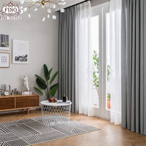 Fino Nordic Gray Solid Curtain Fabrics For Living Room