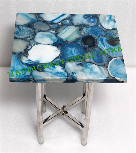 Natural Blue Agate Table Top For Coffee Table Side Table Etsy