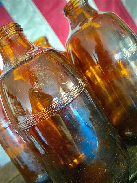 Set Of 5 Antique Vintage Brown Glass Beer Bottles Etsy