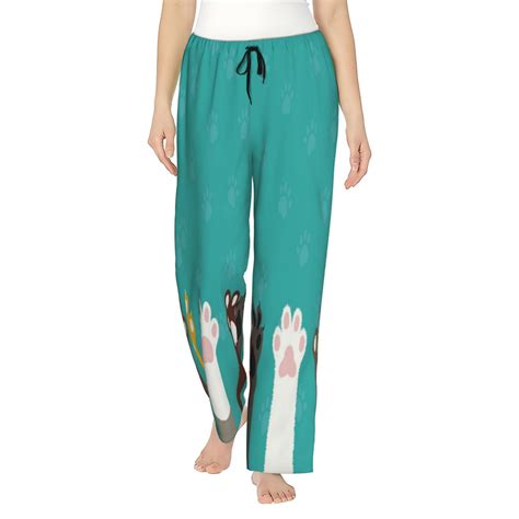 Balery Cute Cat Paw And Dog Print Womens Pajama Pantslazy One Pajama