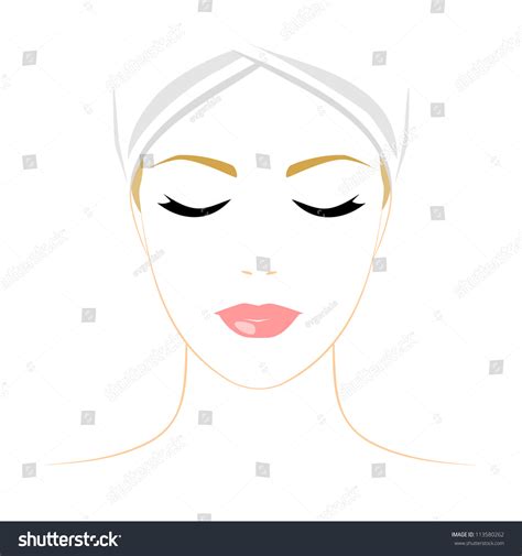 Face Woman Closed Eyes On White Stock Vector 113580262