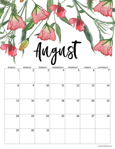 Free Printable 2021 Floral Calendar Paper Trail Design Calendar