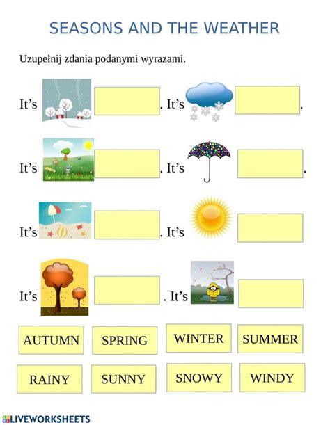 Seasons Online Activity For Grade 2 You Can Do The Exercises Online Or