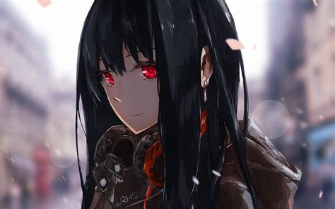Woman In Black Long Hair Anime Character Hd Wallpaper Wallpaper Flare