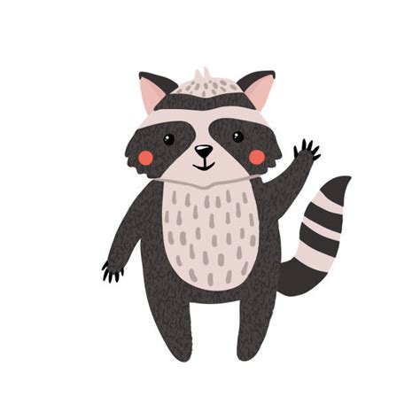 Raccoon Fur Tail Cheerful Illustrations Royalty Free Vector Graphics
