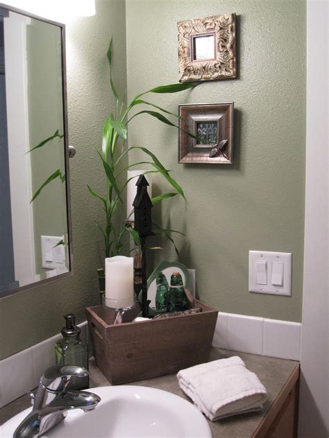 Spa Like Feel In The Guest Bathroom The Fresh Green Color Makes The Narrow Dark Room Feel Large