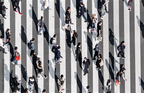 Zebra Crossing Ginza Street Crowd Walk On Crosswalk Tokyo Japan Stock