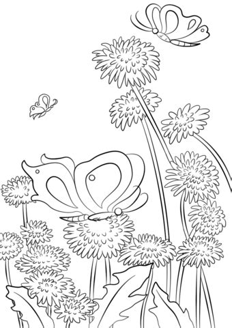 7 flower and butterfly coloring. Butterflies and Flowers coloring page | Free Printable ...